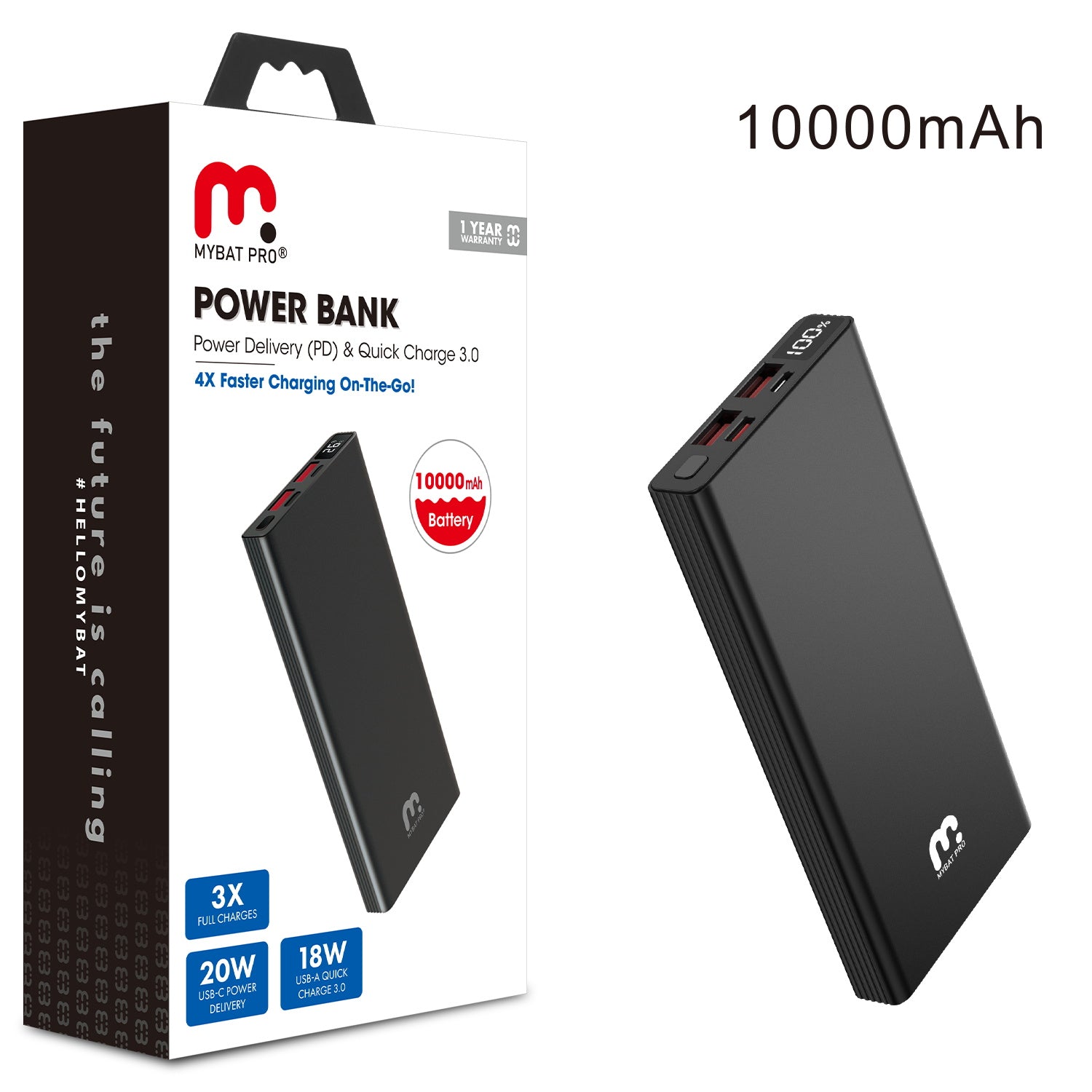 10,000 mAh Power Delivery Power Bank - MyBat Pro