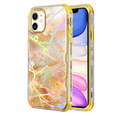 MyBat TUFF Kleer Hybrid Case for Apple iPhone 11 - Pale Yellow Marbling / Electroplating Gold