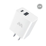 MyBat Dual Port Wall Charger (USB-A + USB-C 22W Power Delivery) - White