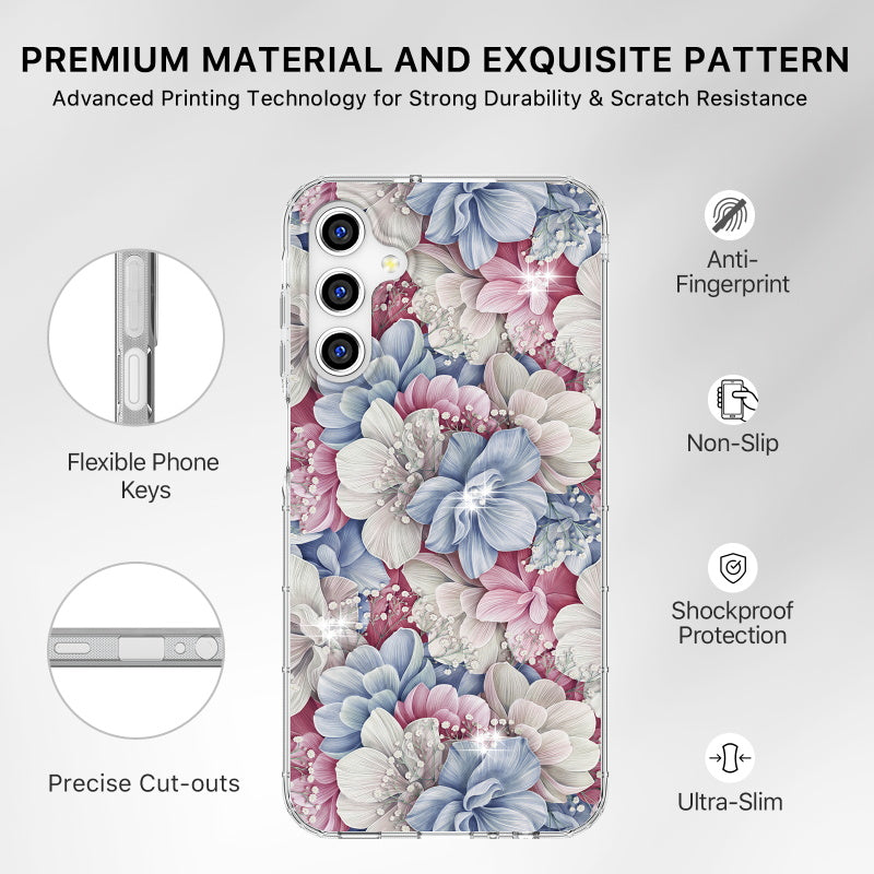 MyBat Pro Mood Series Case (with Diamonds) for Samsung Galaxy A15 5G - Floral Gems