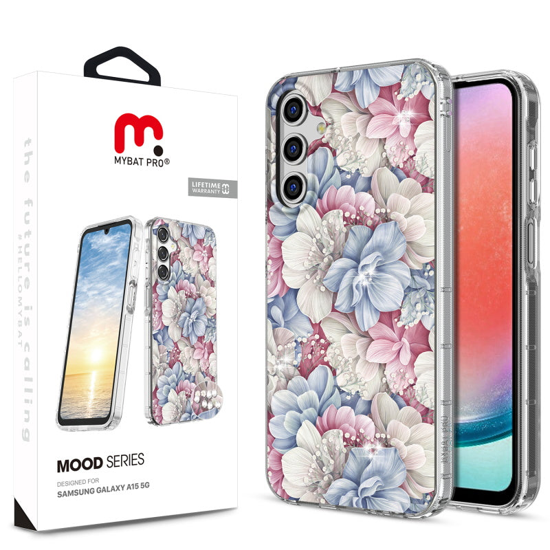 MyBat Pro Mood Series Case (with Diamonds) for Samsung Galaxy A15 5G - Floral Gems