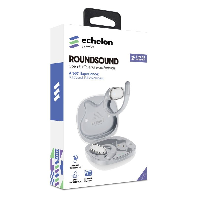 echelon RoundSound Open - Ear True Wireless Earbuds - Black - MyBat Pro