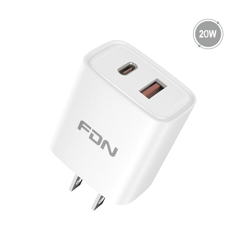 FDN 20W Dual - Port Wall Charger (USB - C + USB - A) - White - MyBat Pro