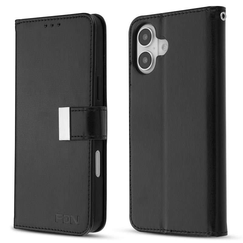 FDN MyJacket Wallet Xtra Series for Apple iPhone 16 - Black / Black - MyBat Pro