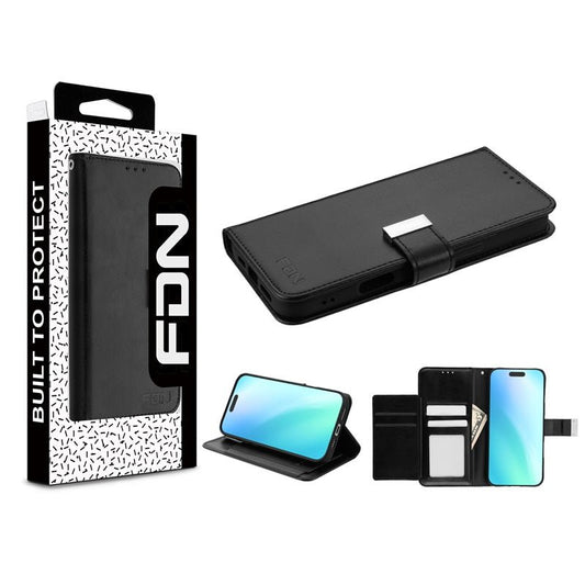 FDN MyJacket Wallet Xtra Series for Apple iPhone 16 - Black / Black - MyBat Pro