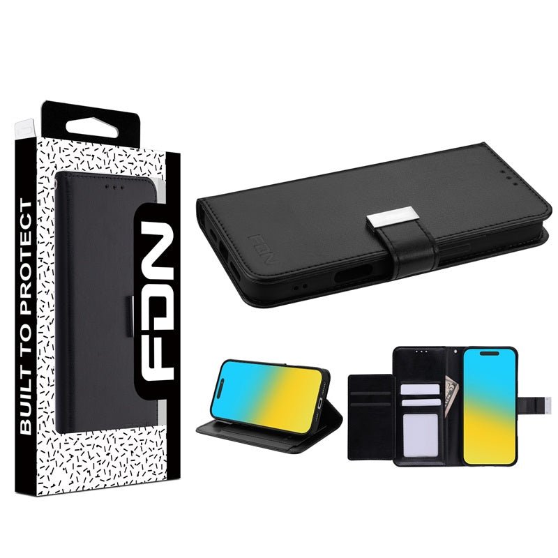 FDN MyJacket Wallet Xtra Series for Apple iPhone 16 Pro - Black / Black - MyBat Pro