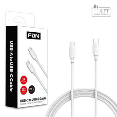 FDN USB - C to USB - C Cable (L=6 FT) - White - MyBat Pro