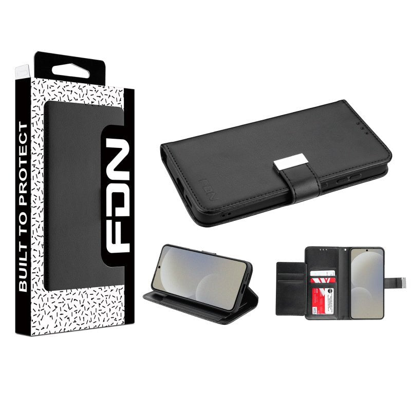 FDN Wallet Folio Case for Samsung Galaxy S25 - Black / Black - MyBat Pro