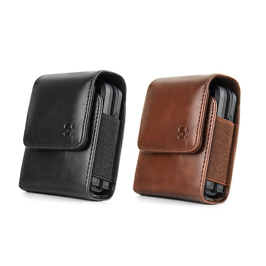 LUXMO Extra Small Universal Vertical Leather Pouch - Brown - MyBat Pro