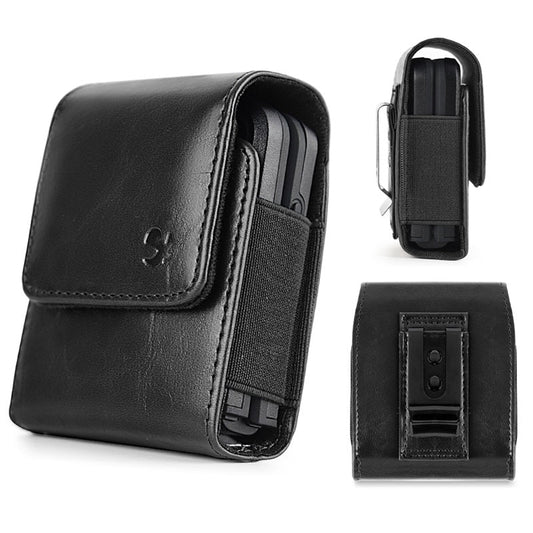 LUXMO Extra Small Vertical Universal Leather Pouch - Black (Retail Packaging) - MyBat Pro