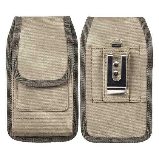 LUXMO Large Horizontal Universal Special Fabric Pouch w/ Dual Card Slots - Light Brown Denim Fabric - MyBat Pro