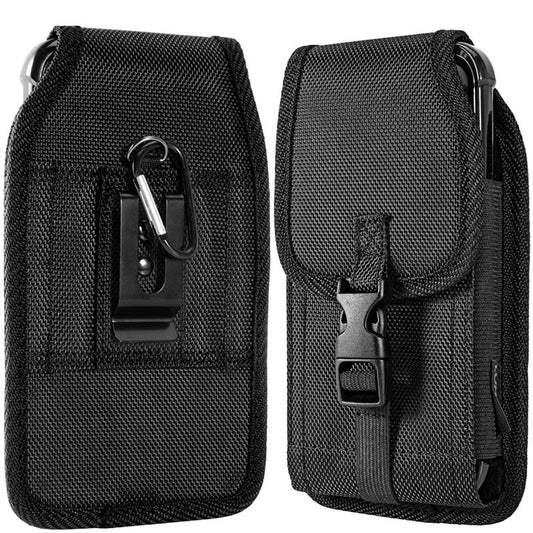 LUXMO Large Vertical Universal Leather Pouch w/ Front Buckle - Black - MyBat Pro