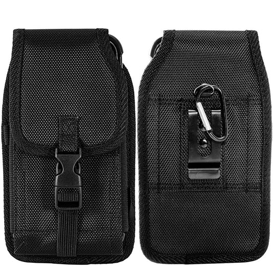 LUXMO Large Vertical Universal Leather Pouch w/ Front Buckle - Black - MyBat Pro