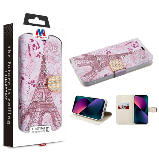 MyBat MyJacket Wallet Diamond Series for Apple iPhone 13 mini (5.4) - Pink Fresh Roses - MyBat Pro