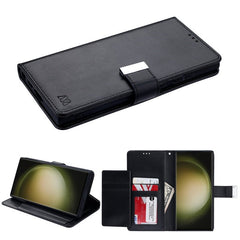 MyBat MyJacket Wallet Xtra Series for Samsung Galaxy S23 Ultra - Black / Black - MyBat Pro