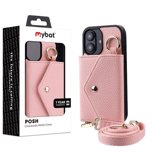 MyBat Posh Crossbody Wallet Case for Apple iPhone 16 - Pink - MyBat Pro