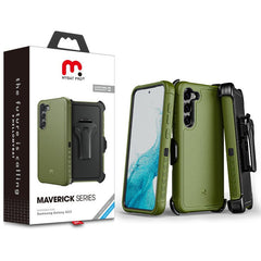 MyBat Pro Antimicrobial Maverick Series Case with Holster for Samsung Galaxy S23 - Black / Black - MyBat Pro