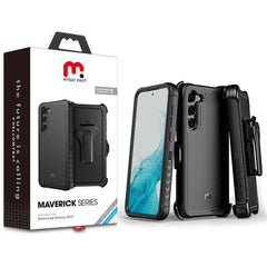 MyBat Pro Antimicrobial Maverick Series Case with Holster for Samsung Galaxy S23 - Black / Black - MyBat Pro