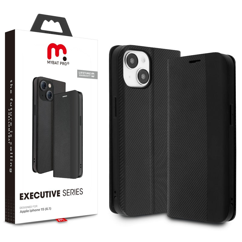 MyBat Pro Executive Series Wallet Case for Apple iPhone 15 (6.1) - Black - MyBat Pro