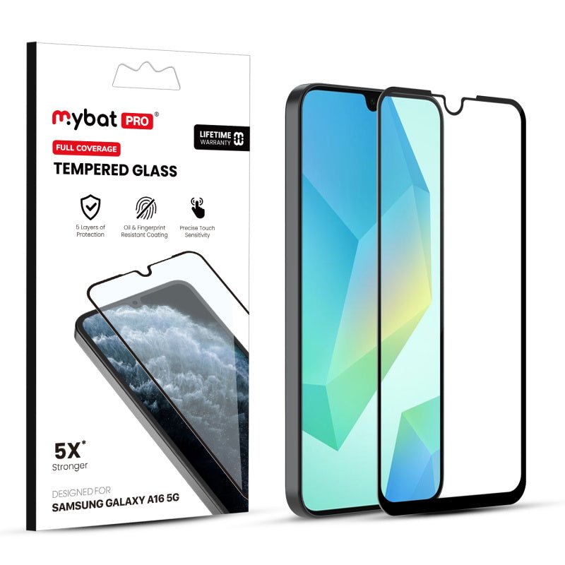 MyBat Pro Full Coverage Tempered Glass Screen Protector for Samsung Galaxy A16 5G - Black - MyBat Pro