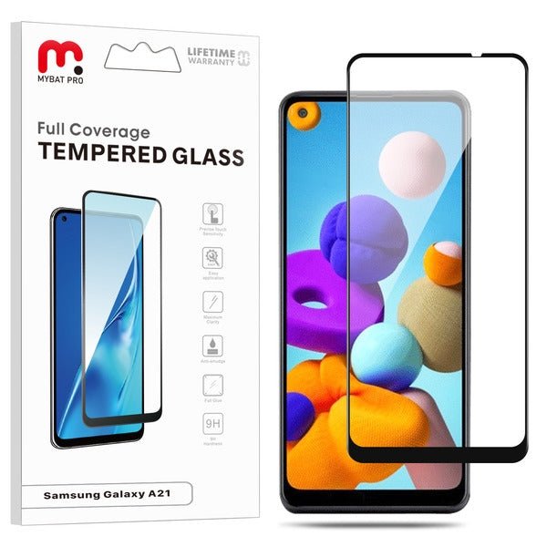 MyBat Pro Full Coverage Tempered Glass Screen Protector for Samsung Galaxy A21 - Clear - MyBat Pro