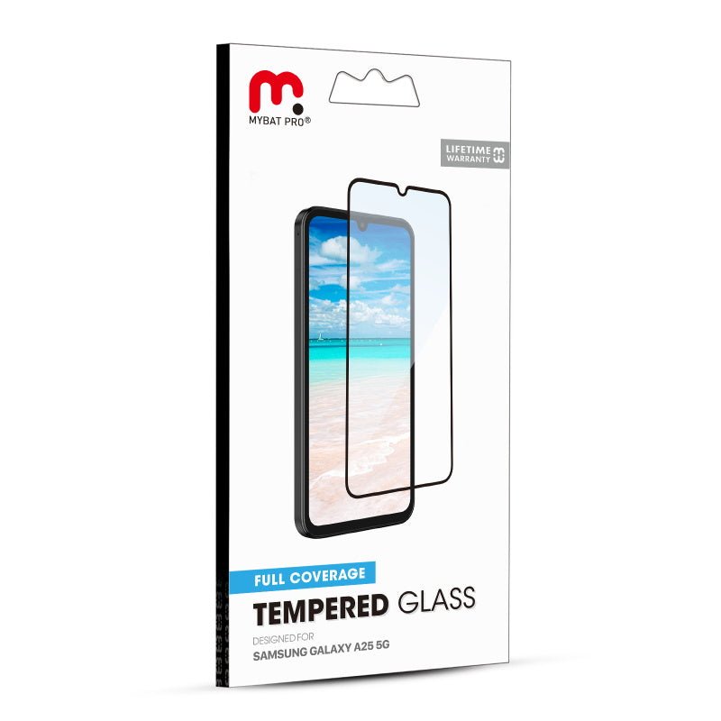 MyBat Pro Full Coverage Tempered Glass Screen Protector for Samsung Galaxy A25 5G - Black - MyBat Pro