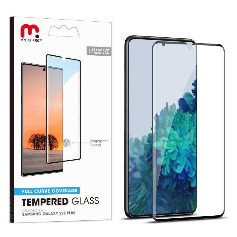 MyBat Pro Full Coverage Tempered Glass Screen Protector w/ Fingerprint Unlock for Samsung Galaxy S22 Plus - Clear - MyBat Pro