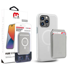 MyBat Pro Fuse Series Case Bundle + MagStash Wallet Folio for Apple iPhone 14 Pro Max (6.7) - White/ Gray - MyBat Pro