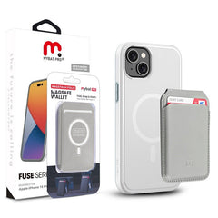 MyBat Pro Fuse Series Case Bundle + MagStash Wallet Folio for Apple iPhone 15 Plus (6.7) - White/ Gray - MyBat Pro