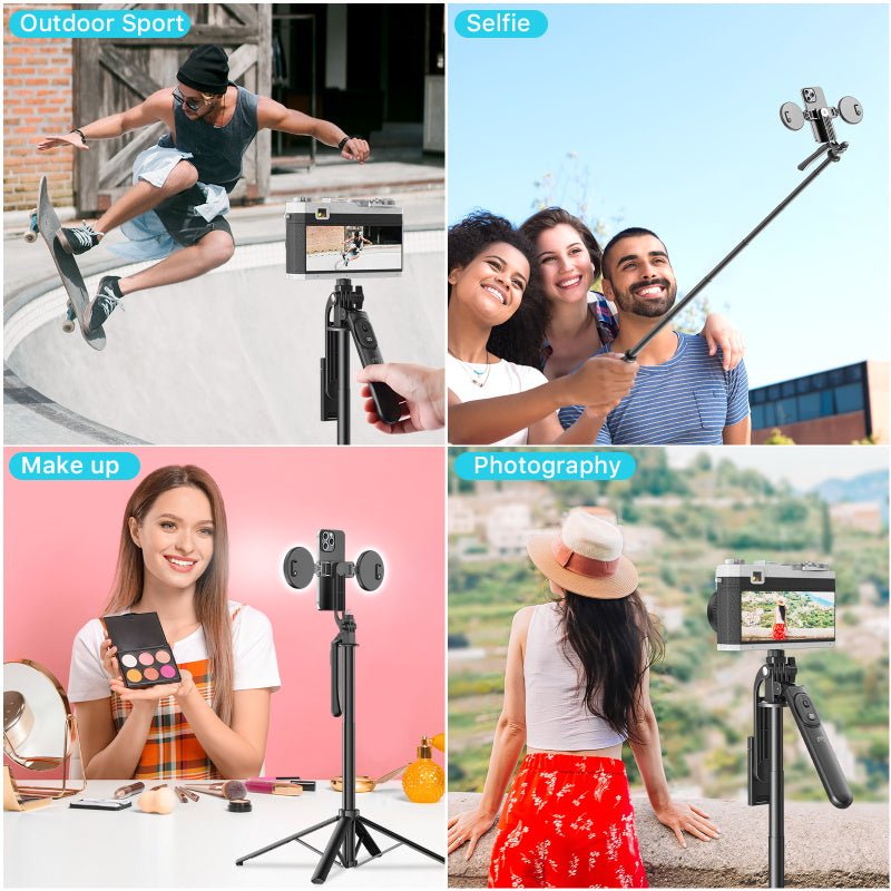 MyBat Pro HaloPod Tripod Selfie Stick with Two Ring Light & Balance Handle - Black - MyBat Pro