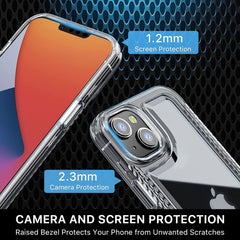 MyBat Pro Lux Series for iPhone 14 Plus 6.7" Hybrid Clear Phone Case,Dual Layer Shockproof Bumper Case with Screen Tempered Glass,Metal Buttons,Soft TPU Back Full Covers Protective(Clear) - MyBat Pro