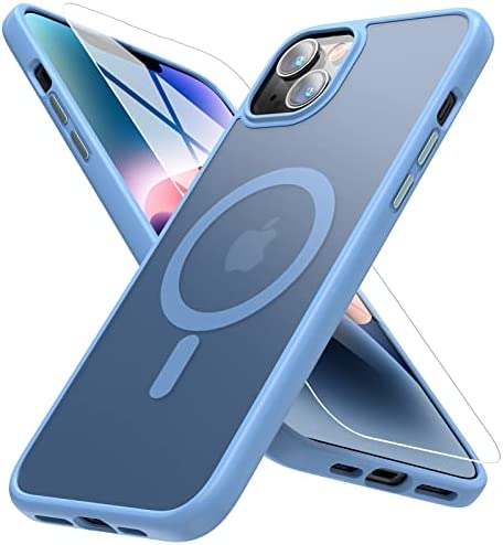 MYBAT PRO Magnetic Frosted Skinfeeling Phone Case for iPhone 14 Pro Case (6.1) with Screen Protector,Compatible with Magsafe,Translucent Matte Back,Anti - Fingerprint Anti - Scratch Case(White) - MyBat Pro