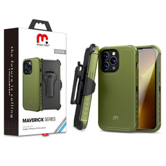 MyBat Pro Maverick Series Case w/ Holster and Tempered Glass for Apple iPhone 13 Pro (6.1) - Army Green - MyBat Pro