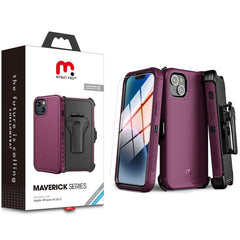 MyBat Pro Maverick Series Case w/ Holster and Tempered Glass for Apple iPhone 14 (6.1) / 13 (6.1) - Black