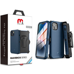 MyBat Pro Maverick Series Case w/ Holster and Tempered Glass for Apple iPhone 14 (6.1) / 13 (6.1) - Black