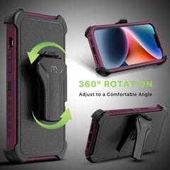 MyBat Pro Maverick Series Case w/ Holster and Tempered Glass for Apple iPhone 14 (6.1) / 13 (6.1) - Black - MyBat Pro