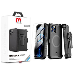 MyBat Pro Maverick Series MagSafe Case w/ Holster and Tempered Glass for Apple iPhone 12 / 12 Pro (6.1)