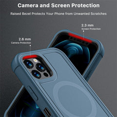 MyBat Pro Maverick Series MagSafe Case w/ Holster and Tempered Glass for Apple iPhone 12 / 12 Pro (6.1) - Blue - MyBat Pro