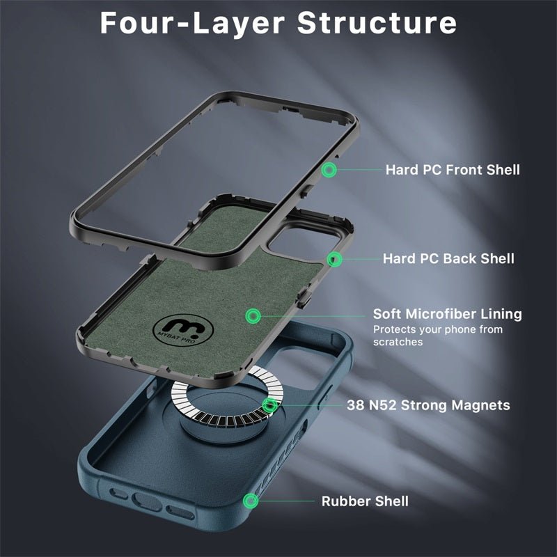 MyBat Pro Maverick Series MagSafe Case w/ Holster and Tempered Glass for Apple iPhone 12 / 12 Pro (6.1) - Blue - MyBat Pro