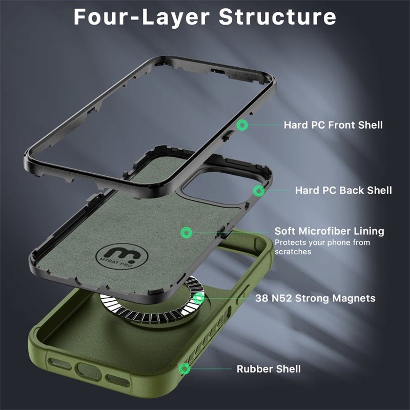 MyBat Pro Maverick Series MagSafe Case w/ Holster and Tempered Glass for Apple iPhone 13 Pro Max (6.7) - Army Green - MyBat Pro