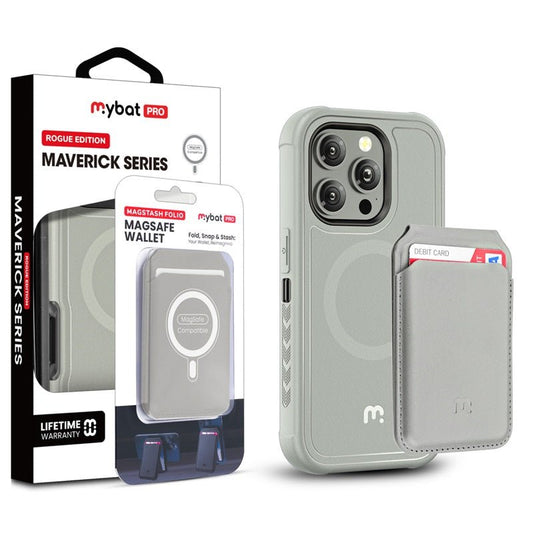 MyBat Pro Maverick Series Utility Edition MagSafe Case + MagStash MagSafe Wallet Folio for Apple iPhone 16 Pro - Gray - MyBat Pro