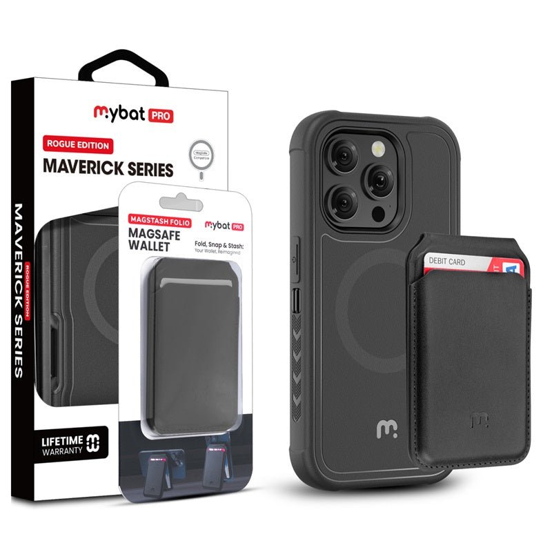 MyBat Pro Maverick Series Utility Edition MagSafe Case + MagStash MagSafe Wallet Folio for Apple iPhone 16 Pro Max - Gray - MyBat Pro