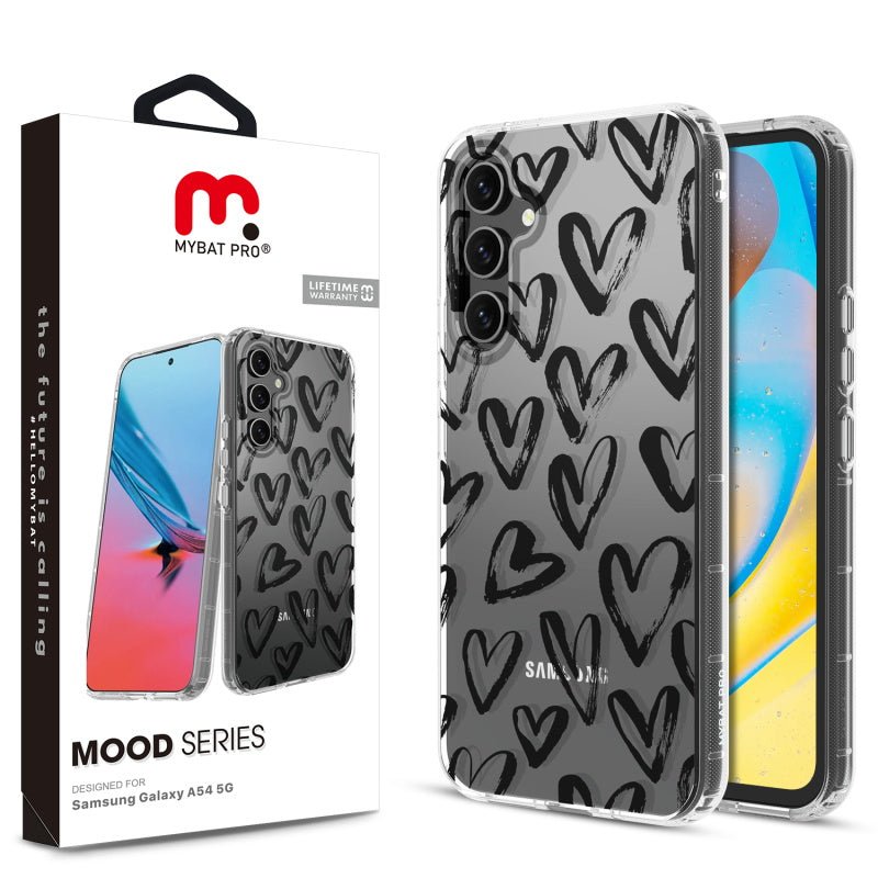 MyBat Pro Mood Series Case for Samsung Galaxy A54 5G - Black Hearts - MyBat Pro