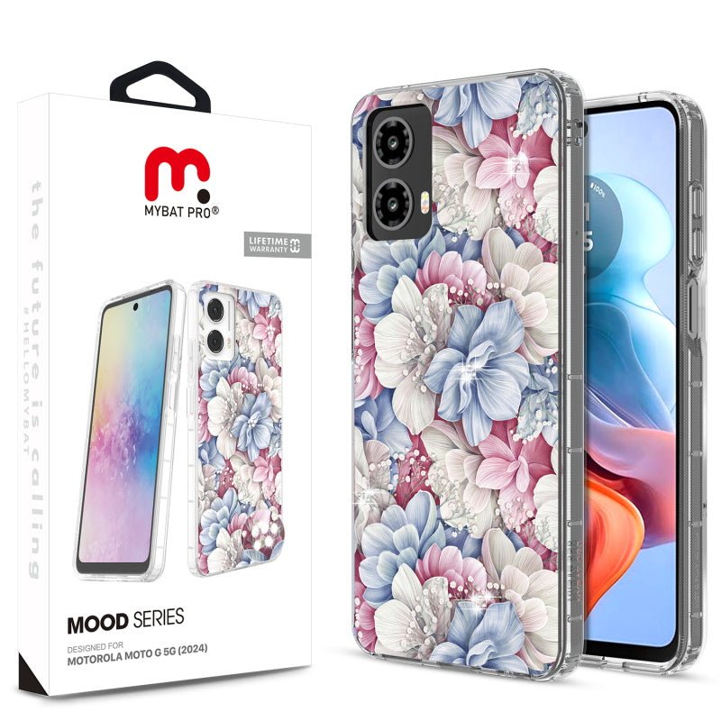 MyBat Pro Mood Series Case (with Diamonds) for Motorola Moto G 5G (2024) - Floral Gems - MyBat Pro