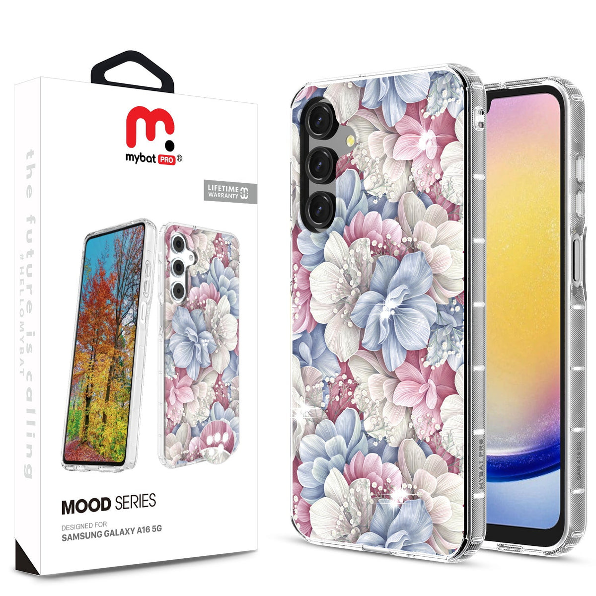 MyBat Pro Mood Series Case (with Diamonds) for Samsung Galaxy A16 5G - Floral Gems - MyBat Pro