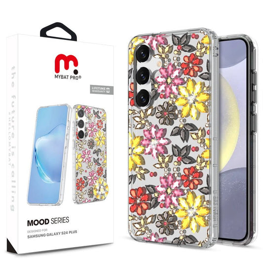 MyBat Pro Mood Series Case (with Diamonds) for Samsung Galaxy S24 Plus - Floral Gems - MyBat Pro