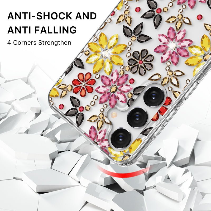 MyBat Pro Mood Series Case (with Diamonds) for Samsung Galaxy S24 Plus - Floral Gems - MyBat Pro