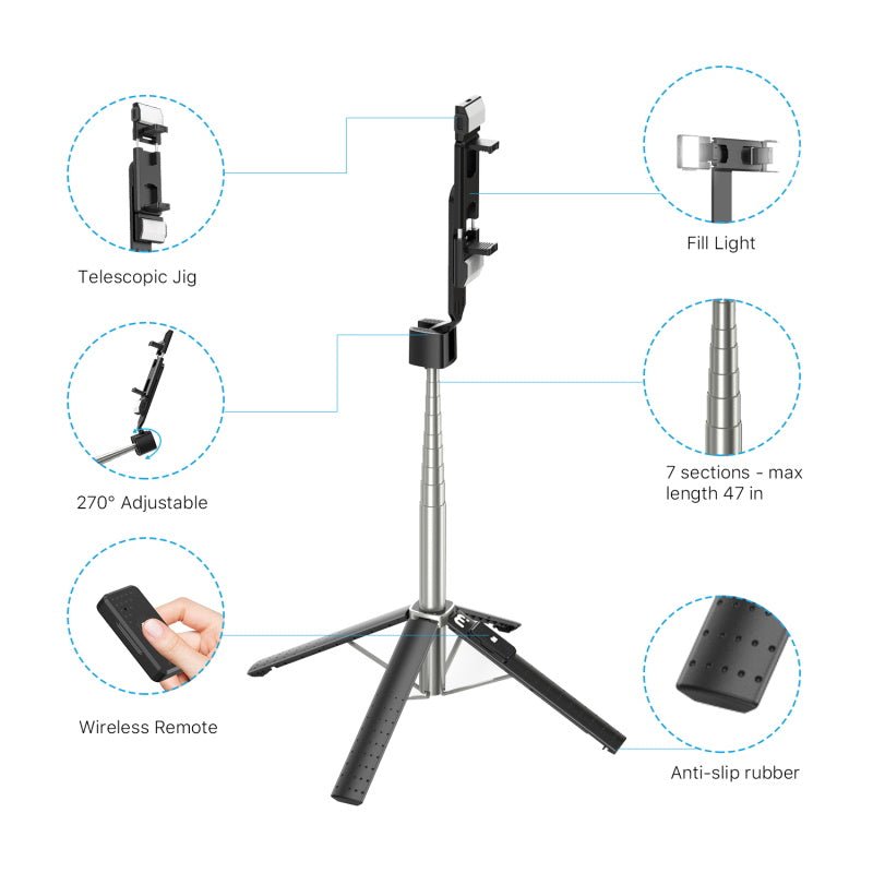 MyBat Pro Picture Perfect+ Selfie Stick & Tripod with Fill Light - MyBat Pro