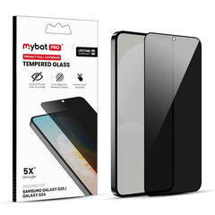 MyBat Pro Privacy Full Coverage Tempered Glass Screen Protector (Fingerprint Unlock) for Samsung Galaxy S25 / Galaxy S24 - Black - MyBat Pro