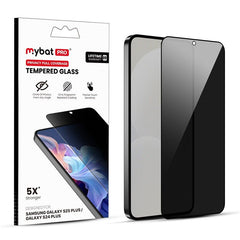 MyBat Pro Privacy Full Coverage Tempered Glass Screen Protector (Fingerprint Unlock) for Samsung Galaxy S25 Plus / Galaxy S24 Plus - Black - MyBat Pro